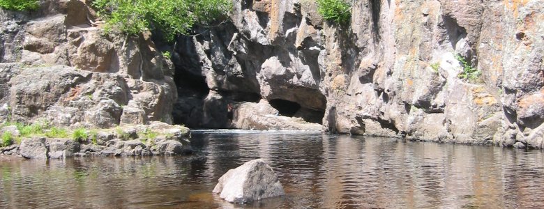 A waterfall inside Temperance River State Park, just off Highway 61.